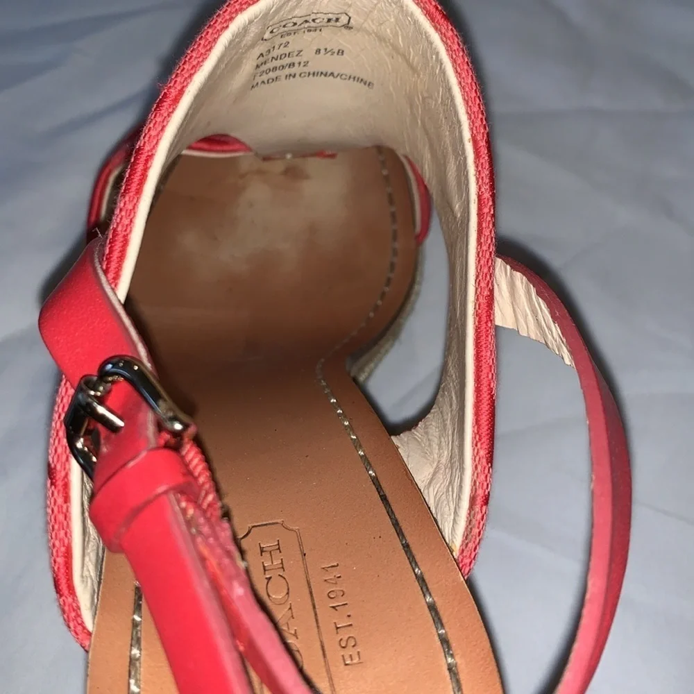 Gently Loved Coral Red Wedges by COACH